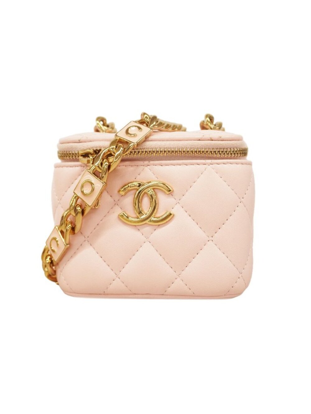 Chanel Shoulder Bag Quilted Lambskin Pink Champagne Gold
